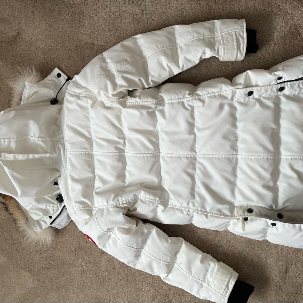 Canada Goose White Puffer Jacket with Fur Hood - Picture 15 of 16